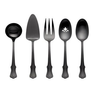 Oneida James Street Black Satin 5-Piece Hostess Set, 18/0 stainless steel