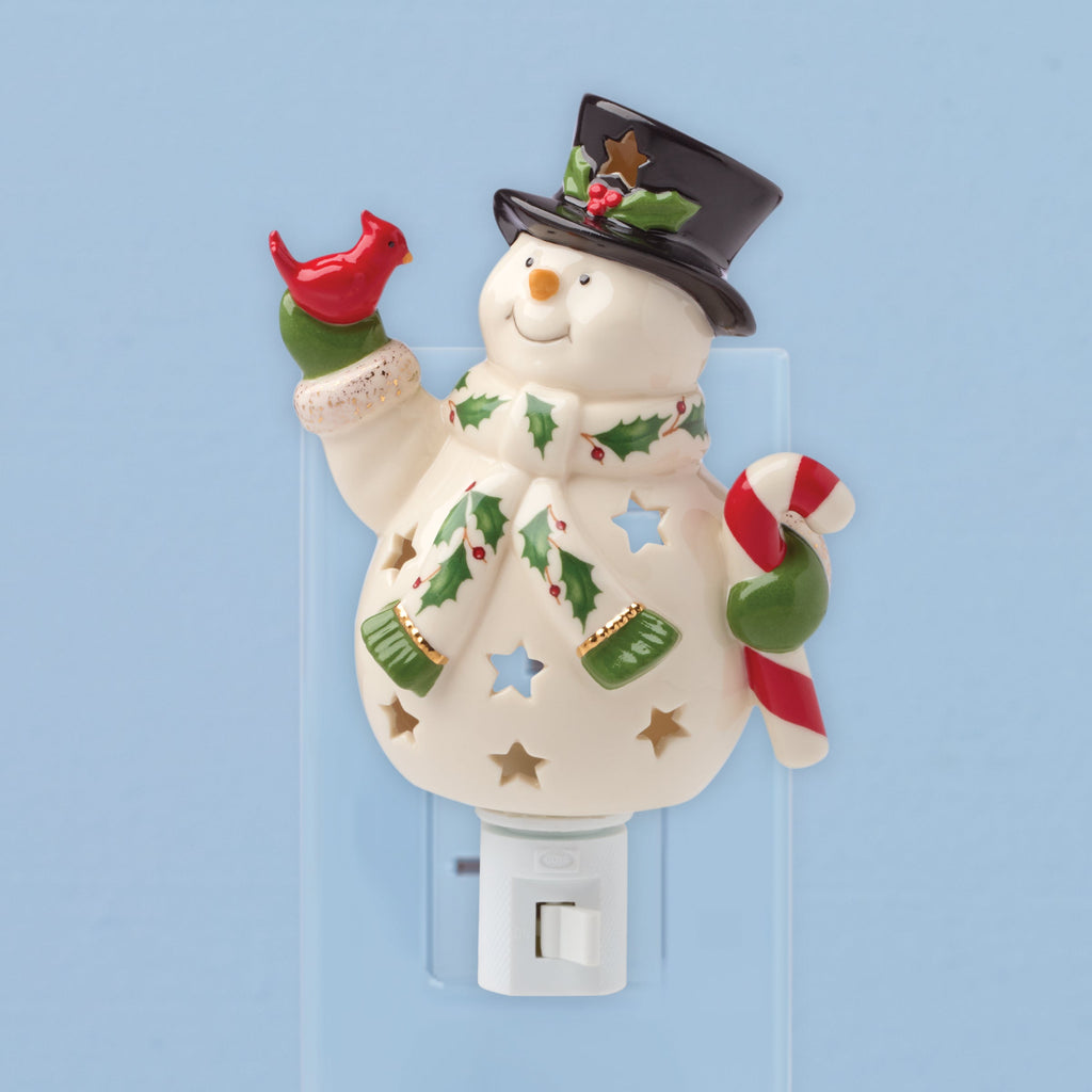Lenox Happy Holly Days Snowman Night Light, porcelain (view 2)