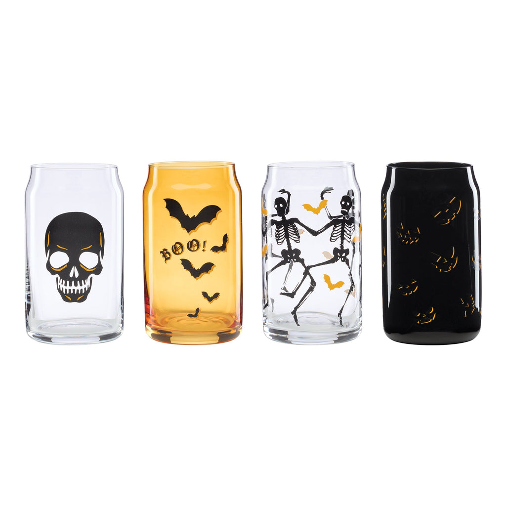 Oneida Vintro Halloween Can Cooler Glasses, Set of 4, glass