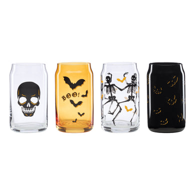 Oneida Vintro Halloween Can Cooler Glasses, Set of 4, glass