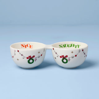 Lenox Merry Grinchmas Naughty or Nice Double Dip Bowl, porcelain