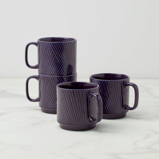 Lenox Modulus Nightshade Mugs, Set of 4, porcelain