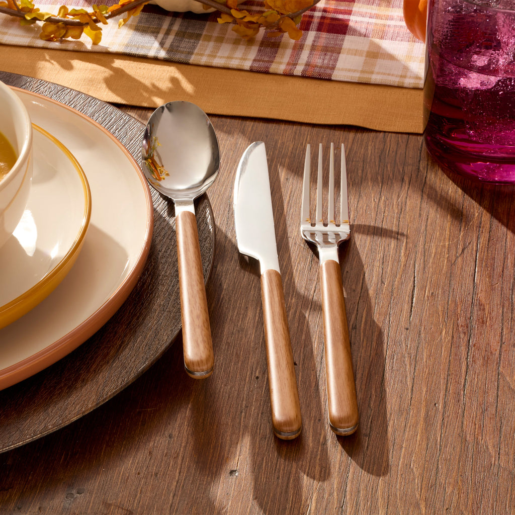 Oneida 24 Seven Mirror Faux Wood Handle 12-Piece Flatware Set, 18/0 stainless steel (view 3)