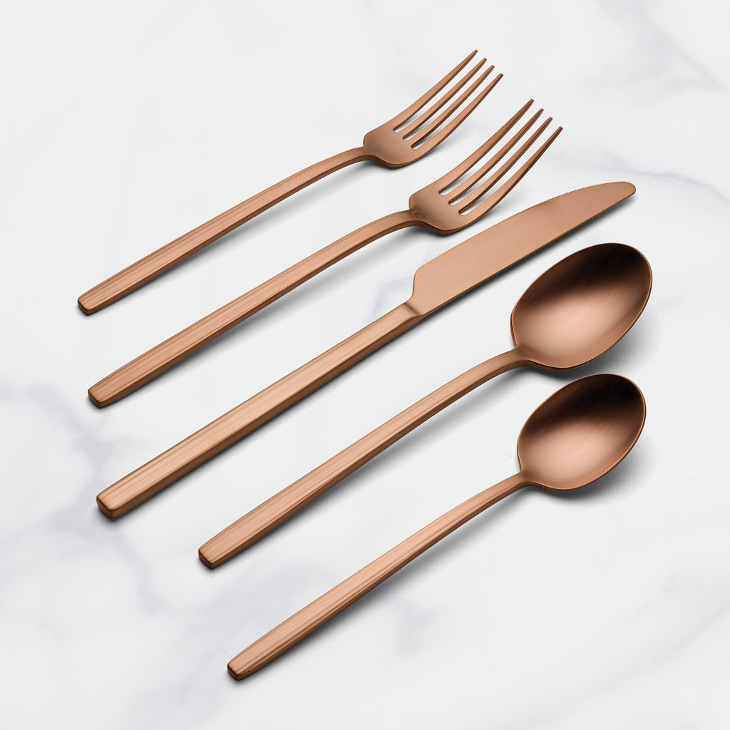 Oneida Dean Rose Gold Satin 20-Piece Flatware Set, 18/0 stainless steel
