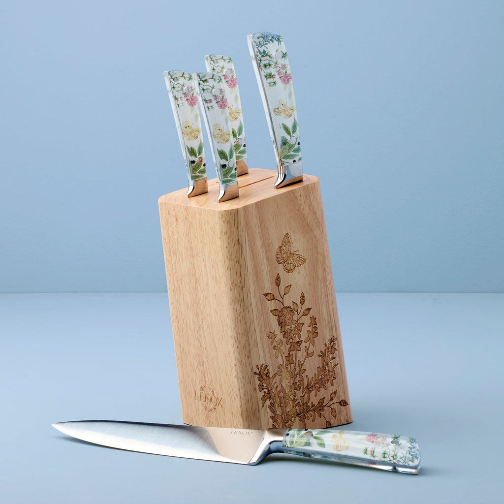 Lenox Butterfly Meadow Herbs 6-Piece Cutlery Block Set, stainless steel/wood (view 2)