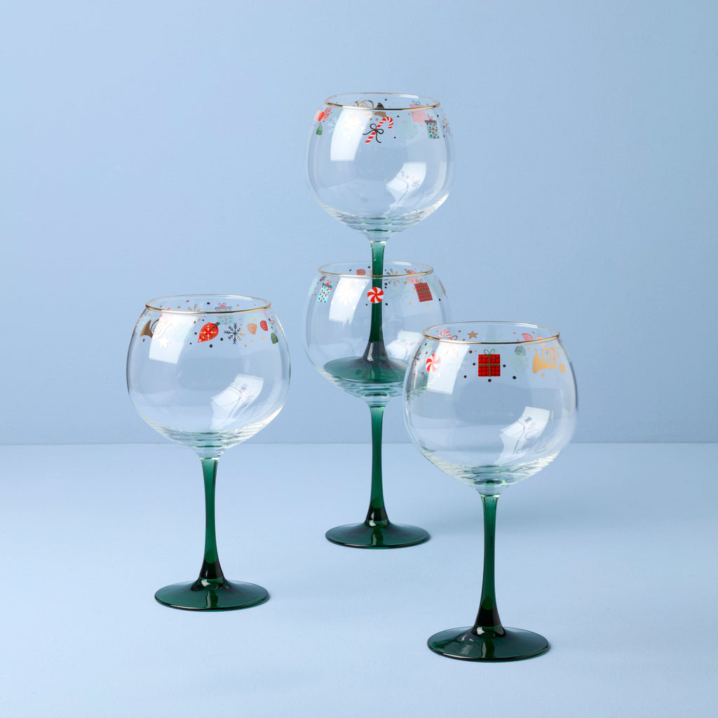 Lenox Nutcracker Ballet Balloon Wine Glasses, Set of 4, glass