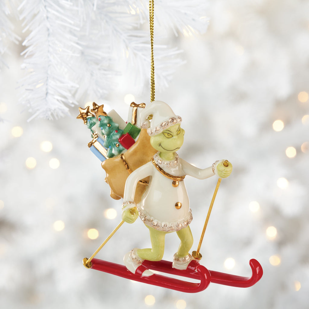 Lenox Grinch On Skis Ornament, porcelain (view 3)