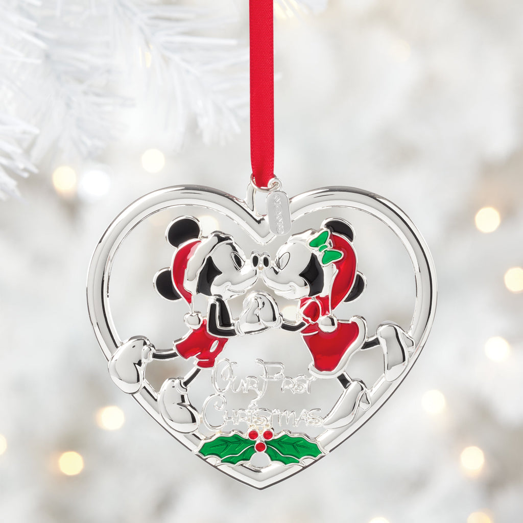 Lenox 2026 Our 1st Christmas Mickey & Minnie Mouse Metal Ornament, nickleplate/zinc alloy (view 2)