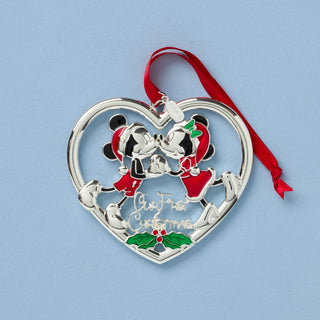 Lenox 2026 Our 1st Christmas Mickey & Minnie Mouse Metal Ornament, nickleplate/zinc alloy