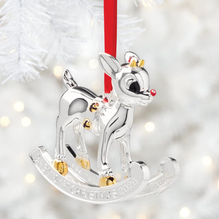 Lenox 2026 Baby's 1st Christmas Rudolph Ornament, silverplate/resin (view 4)