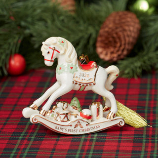 Lenox 2026 Baby's 1st Christmas Vintage Rocking Horse Ornament, porcelain (view 3)