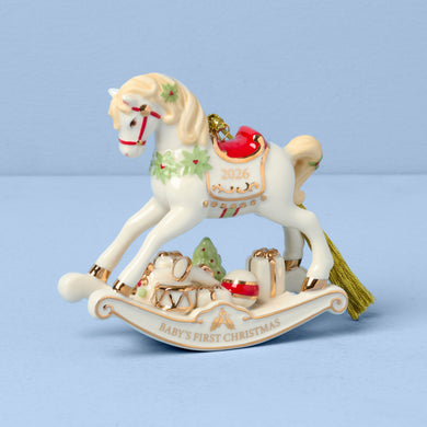 Lenox 2026 Baby's 1st Christmas Vintage Rocking Horse Ornament, porcelain