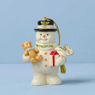 Lenox 2026 Snowman with Teddy Bear Ornament, porcelain