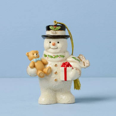 Lenox 2026 Snowman with Teddy Bear Ornament, porcelain