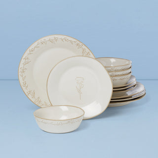 Lenox Homespun 12-Piece Dinnerware Set, stoneware