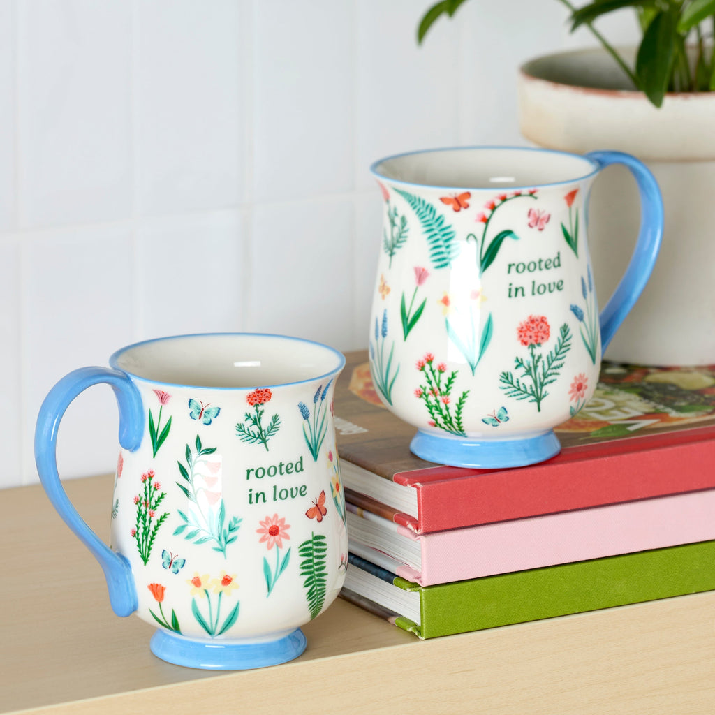 Oneida First Blooms Blue Mugs, Set of 2, porcelain (view 2)