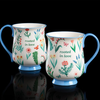 Oneida First Blooms Blue Mugs, Set of 2, porcelain (view 3)