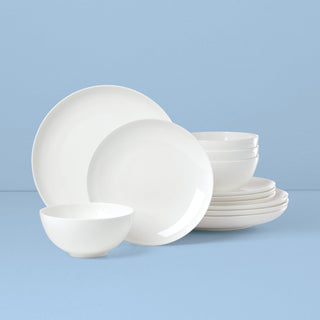 Lenox Studio 1414 Coupe 12-Piece Dinnerware Set, bone china