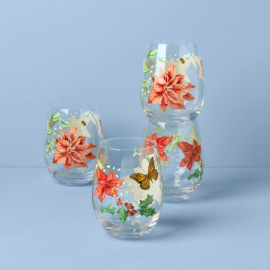 Lenox Butterfly Meadow Holiday Stemless Wine Glasses, Set Of 4, crystal non lead (view 2)