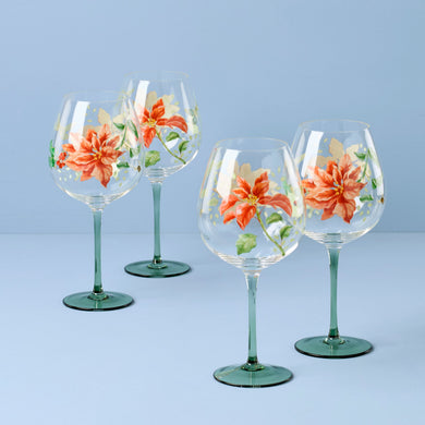 Lenox Butterfly Meadow Holiday Balloon Glasses, Set of 4, glass
