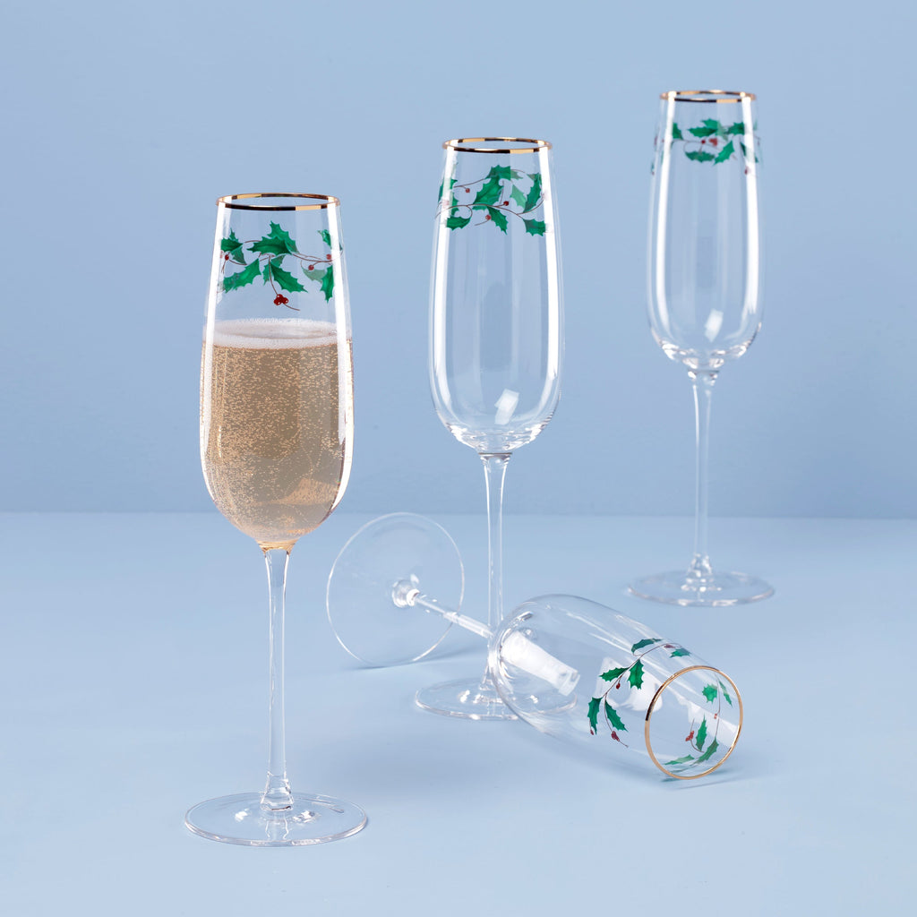 Lenox Holiday Decal Flute Glasses, Set of 4, glass (view 2)