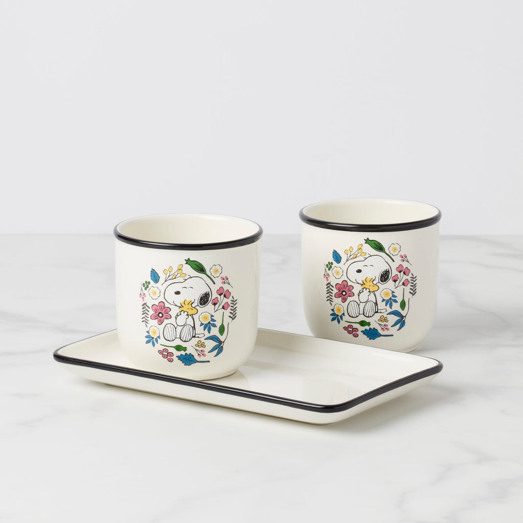 Lenox Chef Snoopy Herb Pots, Set Of 3, porcelain • hand wash • includes (2) herb pots and (1) tray • each herb pot measures 4