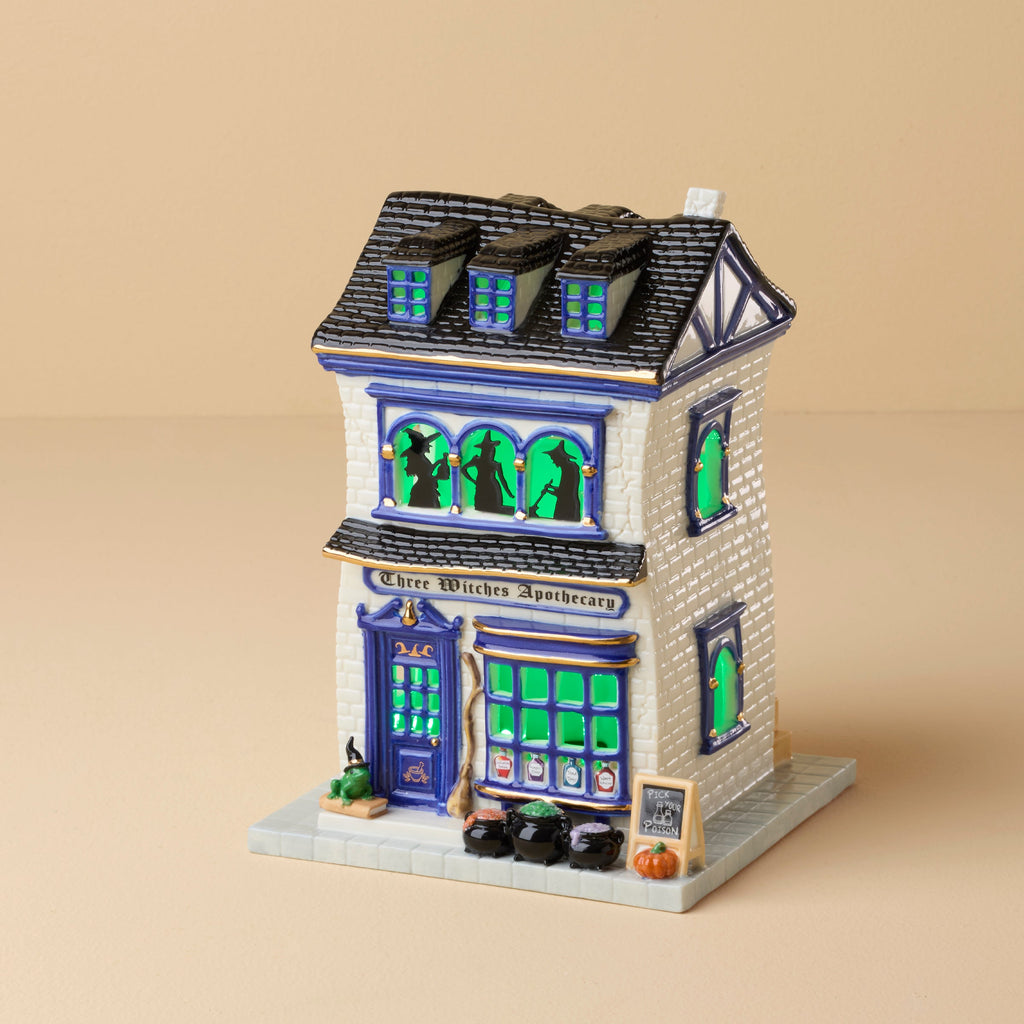 Lenox Vintage Halloween Apothecary Potion Shop Lit Figurine, porcelain