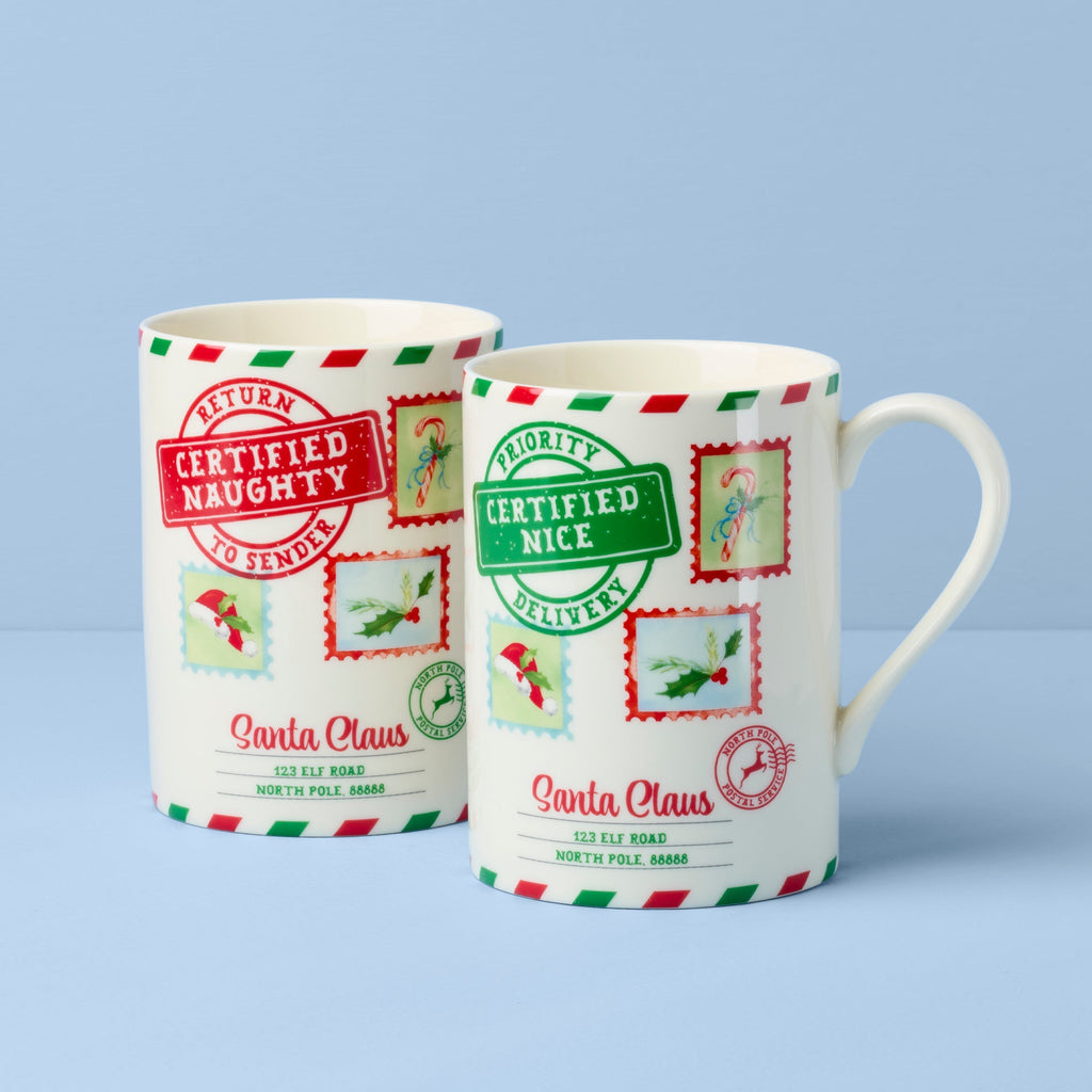 Lenox Holiday Naughty & Nice 2-Piece Mug Set, porcelain