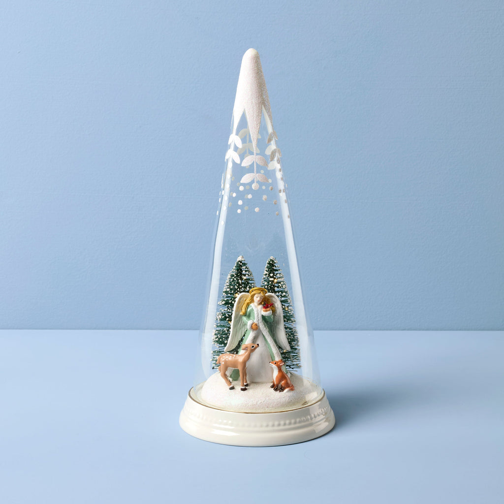 Lenox Merry & Magical Glass Lit Scene Angel, porcelain