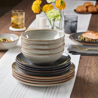 Oneida Organic Shades Gray 12 Piece Dinnerware Set, stoneware (view 2)