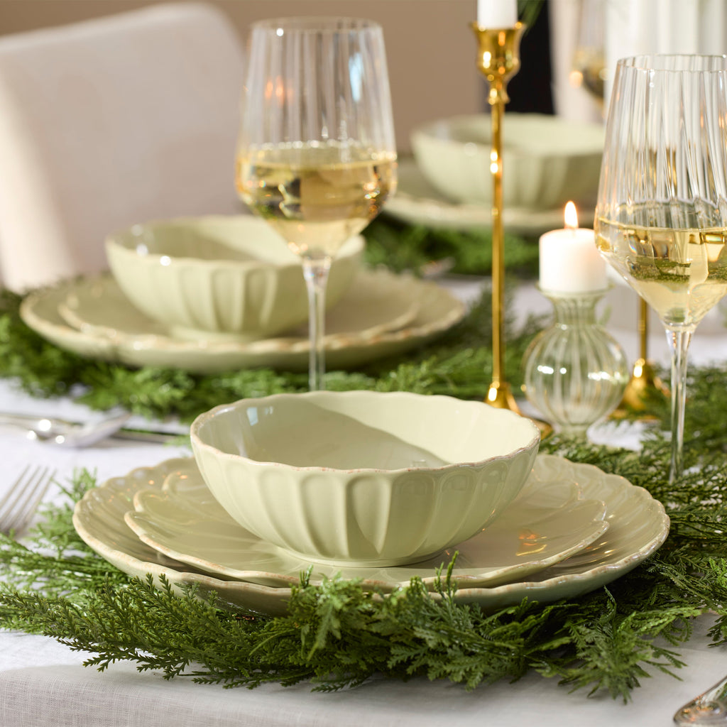 Lenox French Perle Scallop Matcha 12-Piece Dinnerware Set, stoneware (view 3)