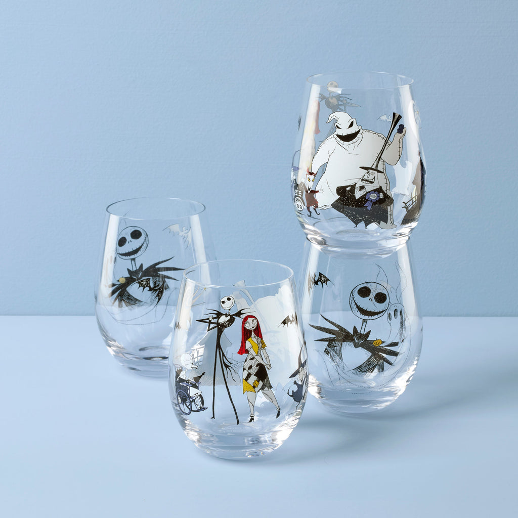 Lenox Nightmare Before Christmas Assorted Tumblers, Set of 4, glass • dishwasher safe • each measures 3.6