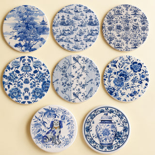Blue & White Chinoiserie Ceramic Coasters – Classic Porcelain-Inspired Designs
