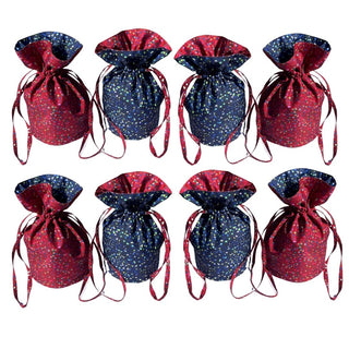 Medium Reusable Fabric Gift Bag | Blue & Red Confetti