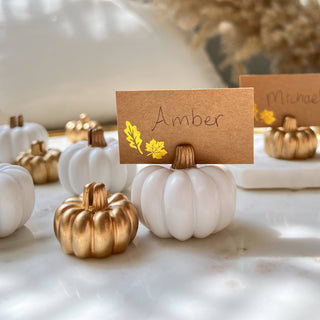 White And Gold Pumpkin Place Card Holders – Set of 6