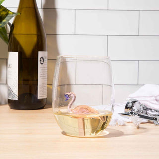 3D Pink Flamingo Stemless Wine Glasses – Set of 2