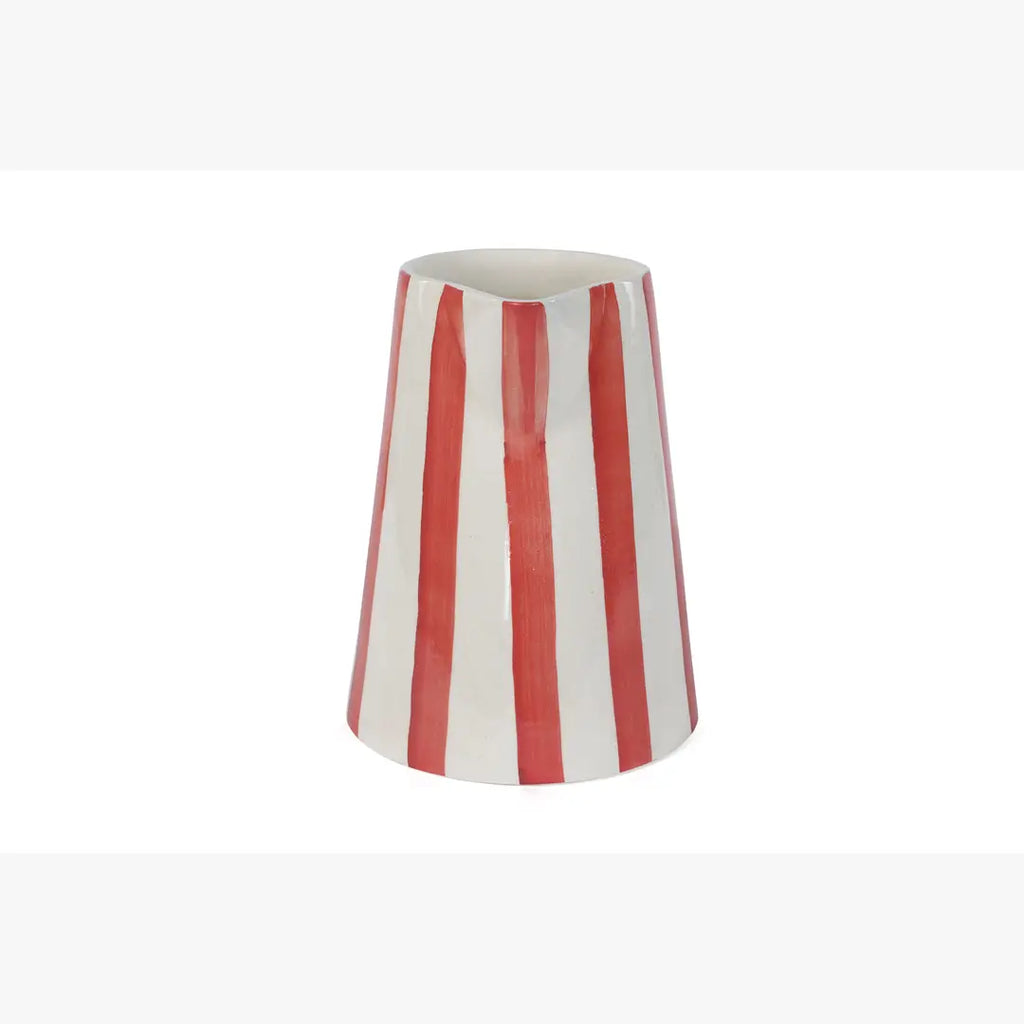 Ceramic Stripe Pitcher Red