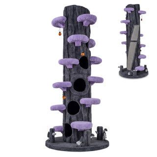 90.5-Inch Tall Cat Tree with Private Condos and Jumping Platforms – Brown