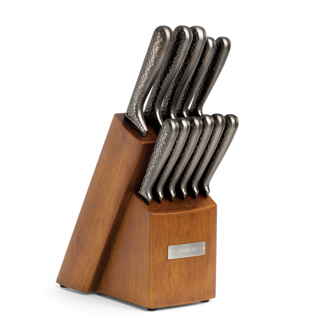 Cambridge Nero Hammered Titanium 12 Piece Cutlery Block Set, stainless steel