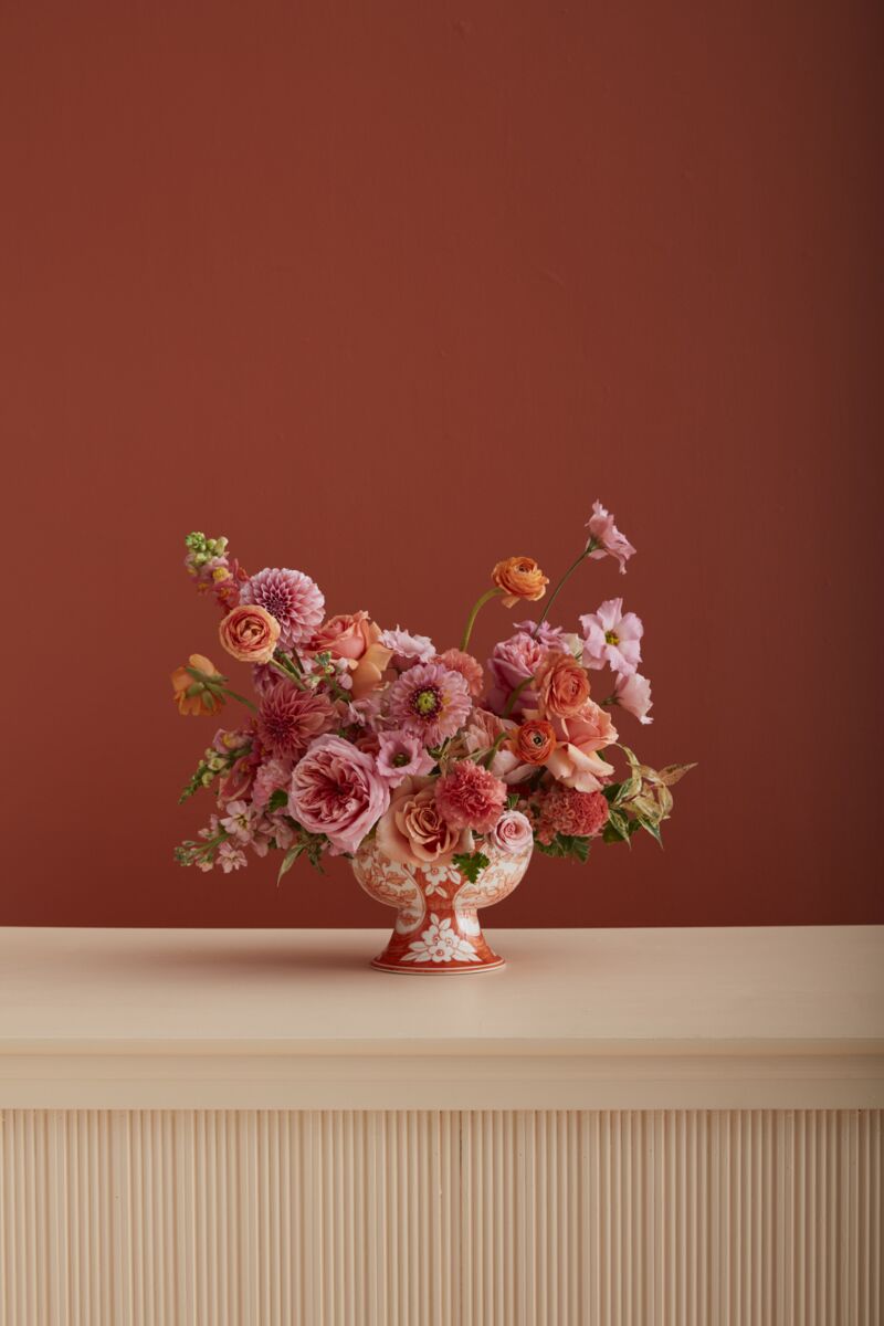 Classic Meets Contemporary: Elodie Vase in Coral Floral Chinoiserie