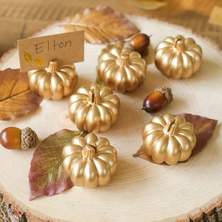 Harvest Gold Pumpkin Place Card Holders – Set of 6