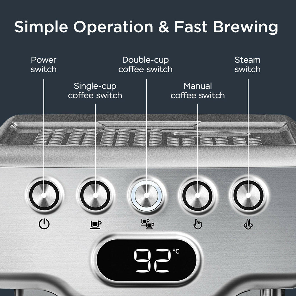 Geek Chef 20-Bar Espresso Machine with Milk Frother for Latte & Cappuccino