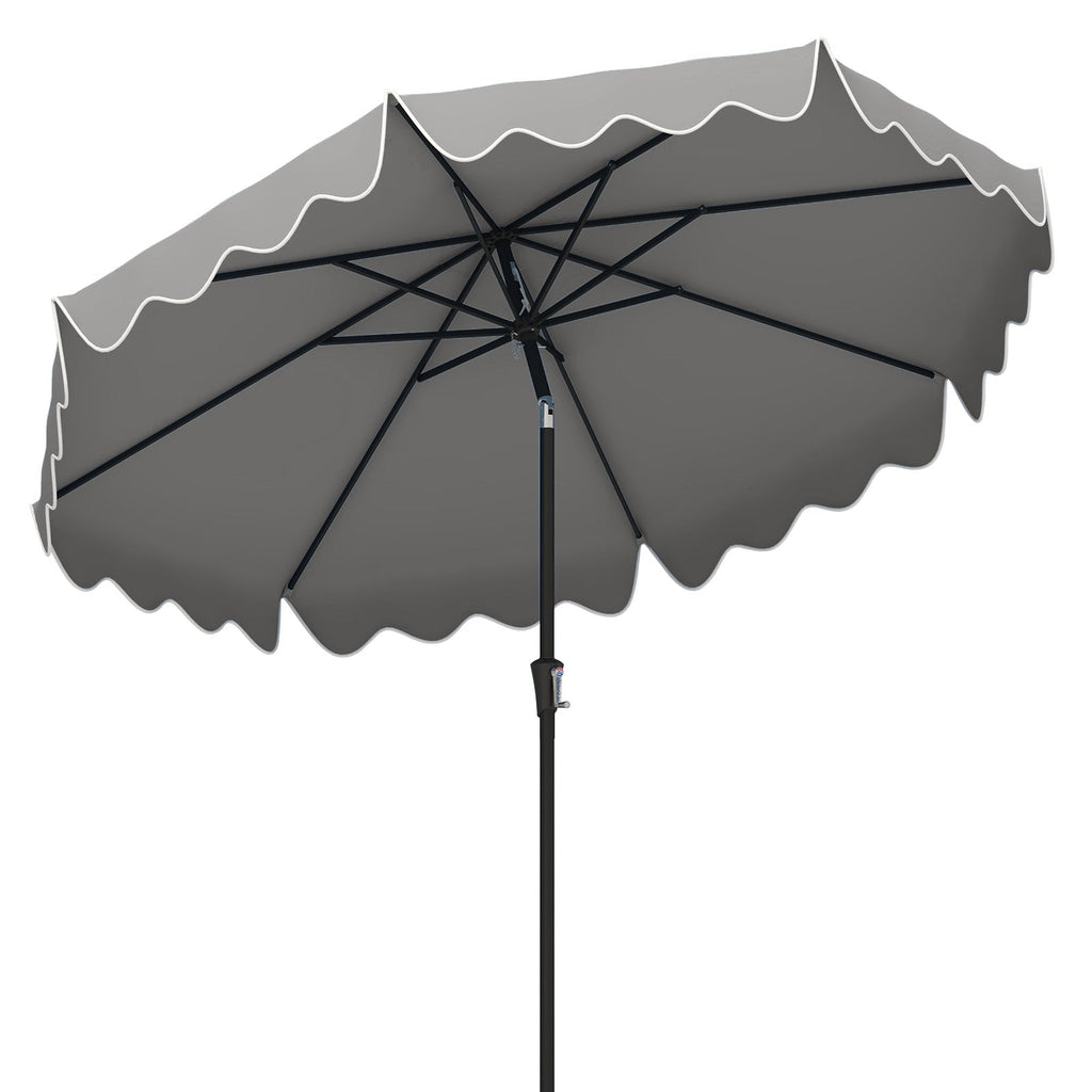 9-Foot Patio Umbrella with Push-Button Tilt, Crank Handle and Ruffled Canopy