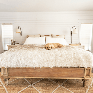 PupProtector™ Waterproof Throw Blanket – White with Brown Accents