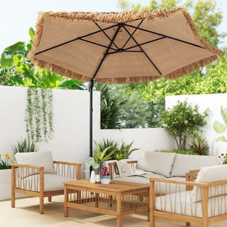 9.5-Foot Hawaiian-Style Cantilever Tiki Patio Umbrella – Natural