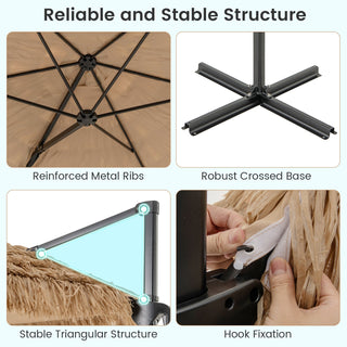 9.5-Foot Hawaiian-Style Cantilever Tiki Patio Umbrella – Natural