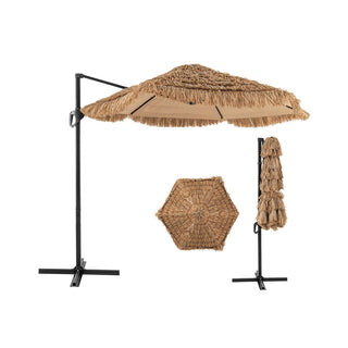 9.5-Foot Hawaiian-Style Cantilever Tiki Patio Umbrella – Natural