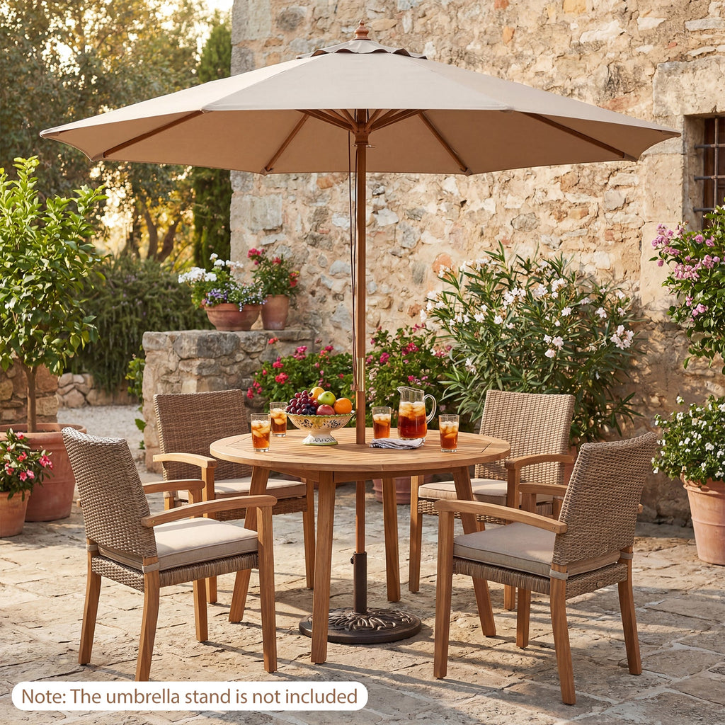 9-Foot Outdoor Market Table Umbrella with Bamboo Pole and 8 Ribs