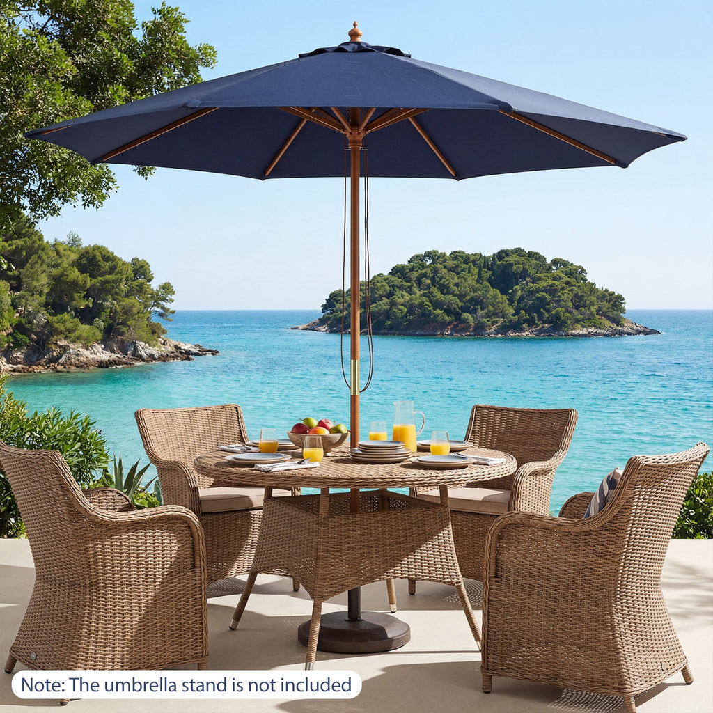 9-Foot Outdoor Market Table Umbrella with Bamboo Pole and 8 Ribs