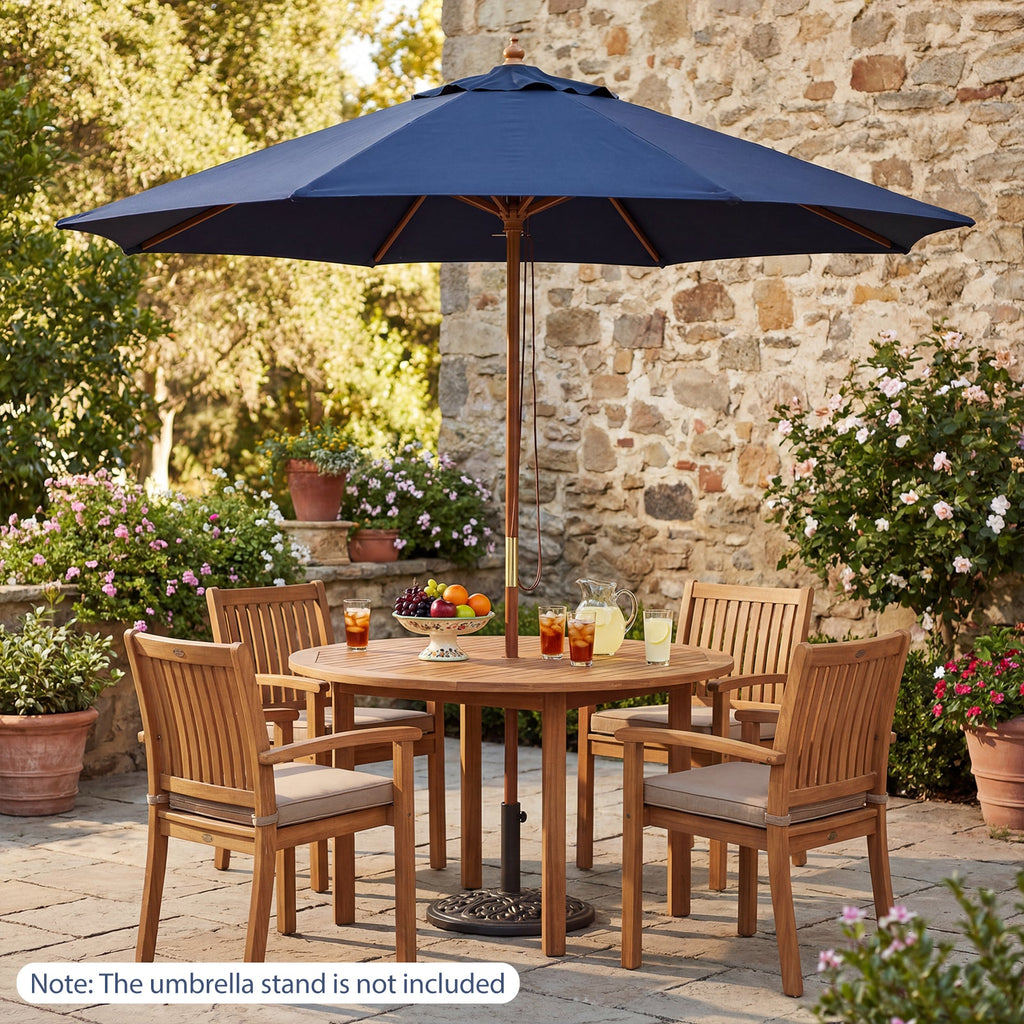 9-Foot Outdoor Market Table Umbrella with Bamboo Pole and 8 Ribs